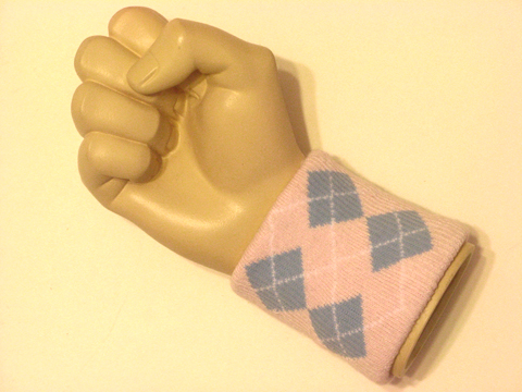 Argyle terry wristband light pink light blue - Click Image to Close